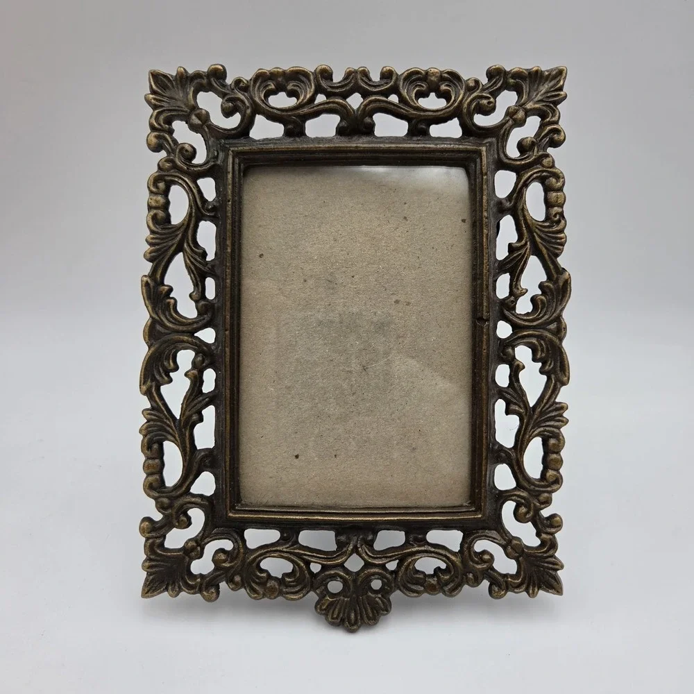 Vintage Antique Victorian  Metal Ornate Picture Photo Frame 4.75
